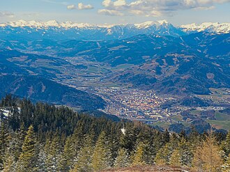 Blick von Rennfeld nach Westen über Bruck und das Murtal