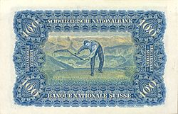 Mäher von Ferdinand Hodler auf der Rückseite der Schweizer 100er-Note, 1911