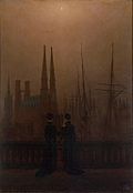 Caspar David Friedrich: Die Schwestern auf dem Söller am Hafen, um 1820
