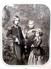 Prinz Philipp mit seinem Bruder Kronprinz Leopold und Prinzessin Charlotte