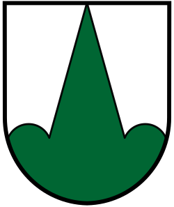 GemeindeLochenIn Silber auf grünem Schildfuß zwischen zwei grünen Hügeln eine grüne, stammlose, bis zum Schildrand reichende, dreieckförmige Tanne.