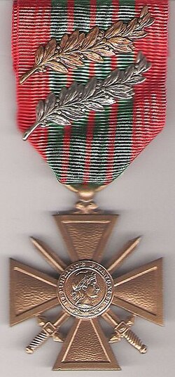 Croix de guerre 1939–1945 mit zwei Palmenzweigen