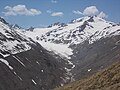 Hintereisferner im Jahr 2019: Die Moräne links zeigt den Gletscher­höchst­stand.