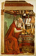 Hieronymus beim Studium (in der Kirche Ognissanti, Florenz, 1480)