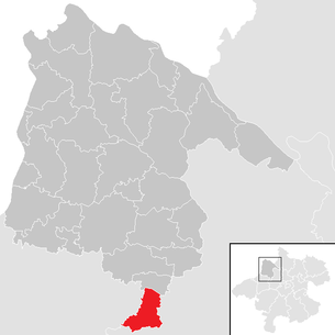 Lage der Gemeinde Dorf an der Pram im Bezirk Schärding (anklickbare Karte)
