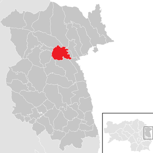 Lage der Gemeinde Eichberg (Steiermark) im Bezirk Feldbach (anklickbare Karte)