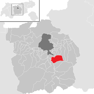 Lage der Gemeinde Ellbögen im Bezirk Innsbruck-Land (anklickbare Karte)