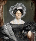 Aquarell auf Porzellan, 14 × 12 cm, Gräfin Therese Thun in schwarzem Seidenkleid und Spitzenhaube