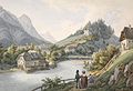 Motiv aus Bad Ischl 1857, Ernst Welker (mit der Ischlbrücke)