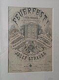 Titelseite der Erstausgabe der Polka „Feuerfest“ von Josef Strauss