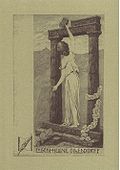 Jugendstil-Exlibris für Eugen und Helene Ollendorff in Breslau(Radierung von Helma Fischer-Oels, 1. Hälfte des 20. Jahrhunderts)