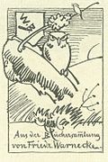 Exlibris von Wilhelm Busch für Friedrich Warnecke, 1899