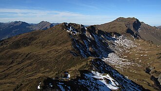 Falzer Kopf mit Diedamskopf (2090 m) vom Kreuzmandl (1974 m)