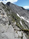 Abstieg mit Seilversicherungen von der Friesenbergscharte