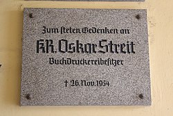 Erinnerungstafel Oskar Streit