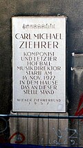 Carl Michael Ziehrer – Gedenktafel