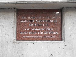 Mautner Markhof’sches Kinderspital – Gedenktafel
