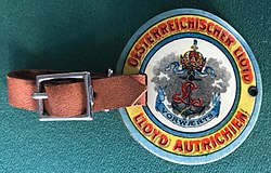 Gepäckanhänger (1892-1918) (Durchm. 50 mm, Druck: Gesellschaft für graphische Industrie Wien, VI.)