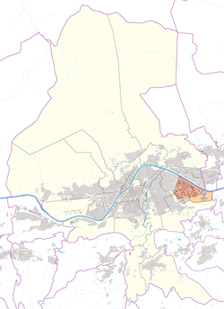 Österreichkarte, Position von Gewerbegebiet Roßau hervorgehoben