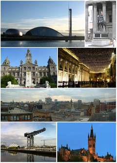 Science Centre; Wellington-Denkmal; Glasgow City Chambers; Royal Exchange Square; Skyline von Glasgow; Finnieston Crane; University of Glasgow