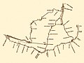 Gleisplan des engeren Netzes zuzüglich ausgewählter Anschlussstrecken