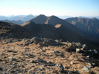 Rettlkirchspitze oder Keinhart (Mitte) und östlicher Vorgipfel (rechts davon) von Süden (Greim)