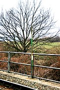 Grenzpflock auf der Grenzbrücke der bei Loipersbach-Schattendorf