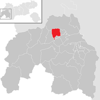 Lage der Gemeinde Grins im Bezirk Landeck (anklickbare Karte)