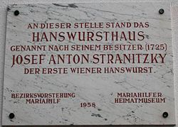 Josef Anton Stranitzky – Gedenktafel