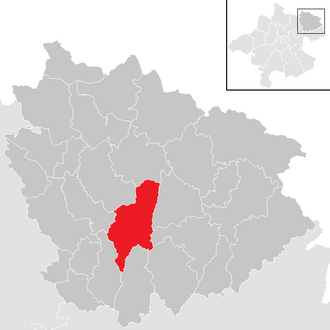 Lage der Gemeinde Gutau im Bezirk Freistadt (anklickbare Karte)
