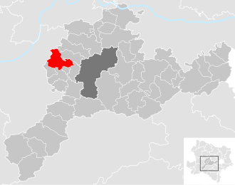 Lage der Gemeinde Hafnerbach im Bezirk St. Pölten-Land (anklickbare Karte)