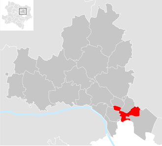 Lage der Gemeinde Hagenbrunn im Bezirk Korneuburg (anklickbare Karte)