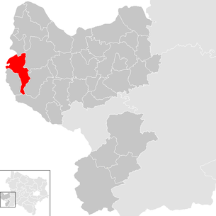 Lage der Gemeinde Haidershofen im Bezirk Amstetten (anklickbare Karte)