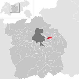 Lage der Gemeinde Hall in Tirol im Bezirk Innsbruck-Land (anklickbare Karte)