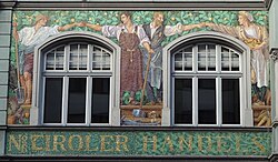 Entwurf Fassadenmosaik Allegorie von Handel und Gewerbe, Handelskammer Innsbruck