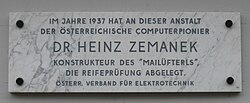Heinz Zemanek – Gedenktafel