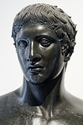 Herme mit dem Kopf des Doryphoros, Bronze, um 50 vor bis 79 n. Chr., Villa dei Papiri, Herculaneum, Archäologisches Nationalmuseum Neapel (Inv. 4885)