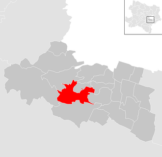 Lage der Gemeinde Hinterbrühl im Bezirk Mödling (anklickbare Karte)