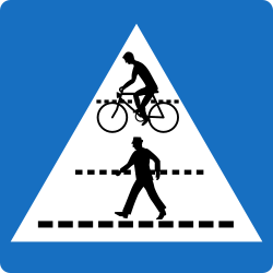 2c. „KENNZEICHNUNG EINES SCHUTZWEGS UND EINER RADFAHRER­ÜBERFAHRT“(aus Sicht des ankommenden Verkehrs: Schutzweg und Radfahrer­überfahrt)