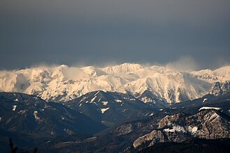 Das zentrale Hochschwabmassiv vom Schöckl aus gesehen