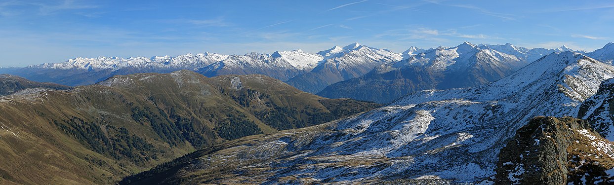 Hohe Tauern (Glockner- und Venedigergruppe) von Nordwesten, Ansicht von Tristkopf