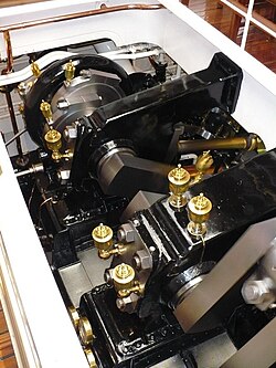 Offene Kurbelwelle der Dampfmaschine
