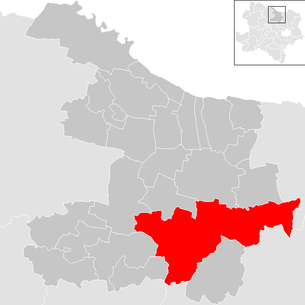 Lage der Gemeinde Hollabrunn im Bezirk Hollabrunn (anklickbare Karte)