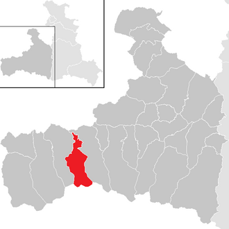 Lage der Gemeinde Hollersbach im Pinzgau im Bezirk Zell am See (anklickbare Karte)