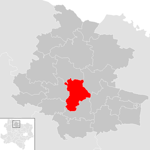 Lage der Gemeinde Horn (Niederösterreich) im Bezirk Horn (anklickbare Karte)