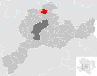 Lage der Gemeinde Inzersdorf-Getzersdorf im Bezirk St. Pölten-Land (anklickbare Karte)