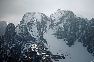 Nördliche (links) und Mittlere Jägerkarspitze von Nordwesten (Hoher Gleirsch)