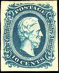 Briefmarke der Konföderierte Staaten von Amerika mit dem Kopf von Jefferson Davis nach einer Büste Volcks