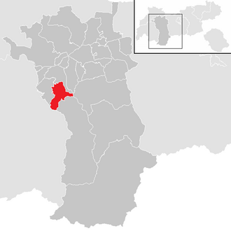 Lage der Gemeinde Jerzens im Bezirk Imst (anklickbare Karte)