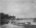 Flusslandschaft mit Booten und Staffage